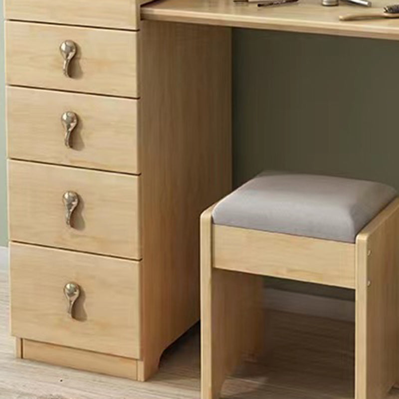 Mirror & 4 Drawers Makeup Vanity Nordic Solid Wood Dressing Table