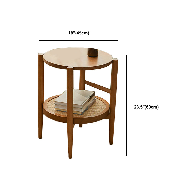 Nordic Cocktail Table 4 Legs Wooden with Storage Shelf Round Coffee Table