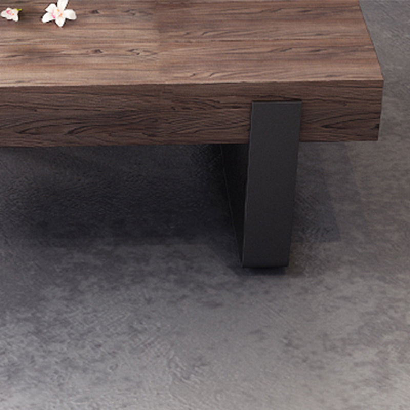 Black Metal Sled Legs  Coffee Table Solid Wood Coffee Table  for Living Room