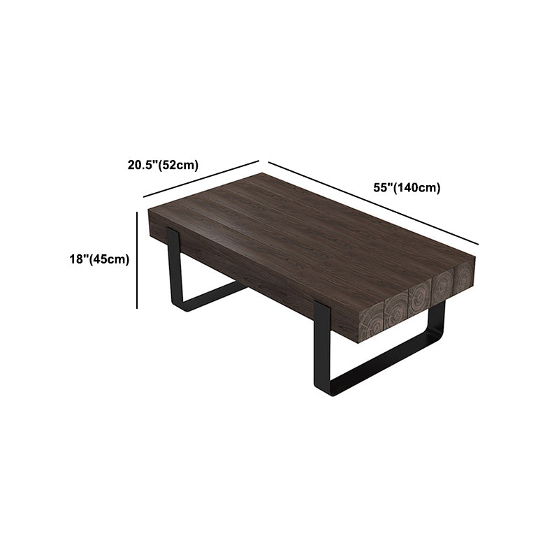 Black Metal Sled Legs  Coffee Table Solid Wood Coffee Table  for Living Room