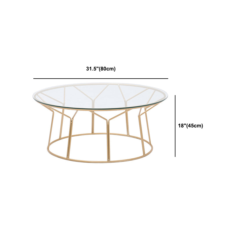 Contemporary Coffee Table with Round Glass Top and Iron Base