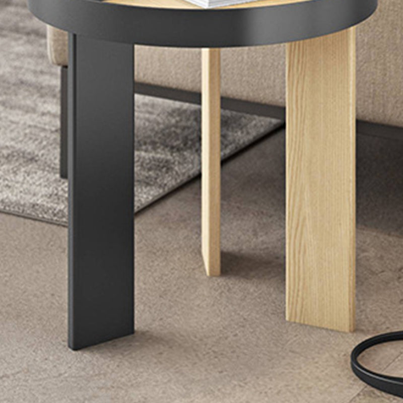 Scandinavian 2 Piece Round Bunching Tables with Wooden Legs and Top