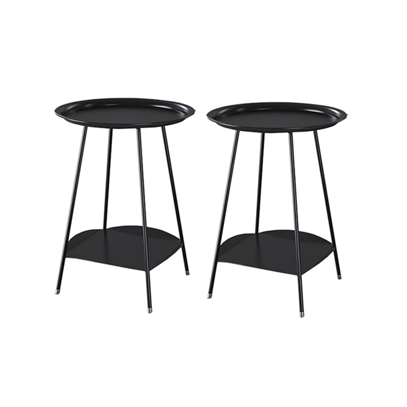 Metal Tray Top Side End Table 4 Legs Double Tier Corner Table