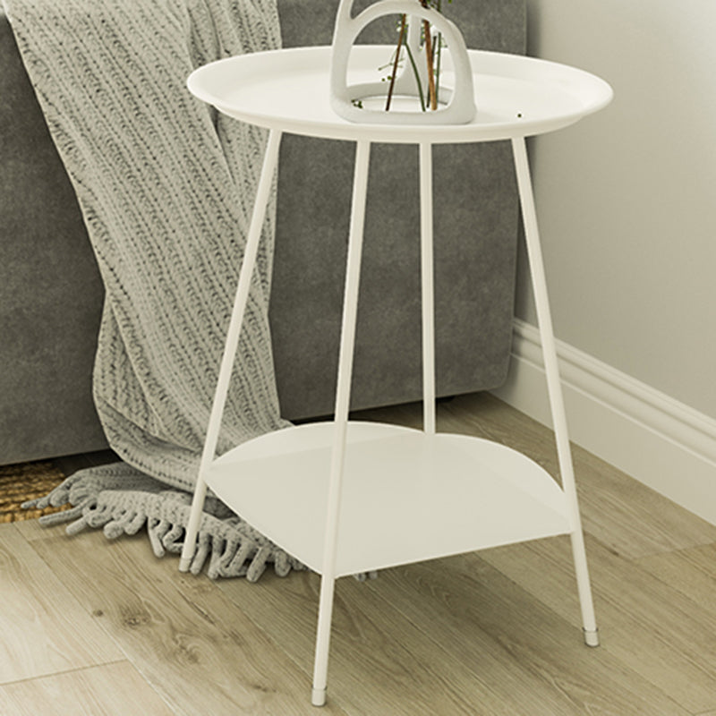 Metal Tray Top Side End Table 4 Legs Double Tier Corner Table