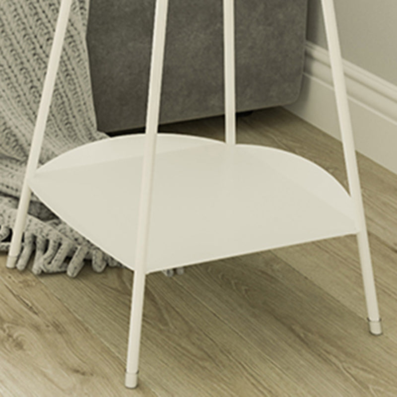 Metal Tray Top Side End Table 4 Legs Double Tier Corner Table