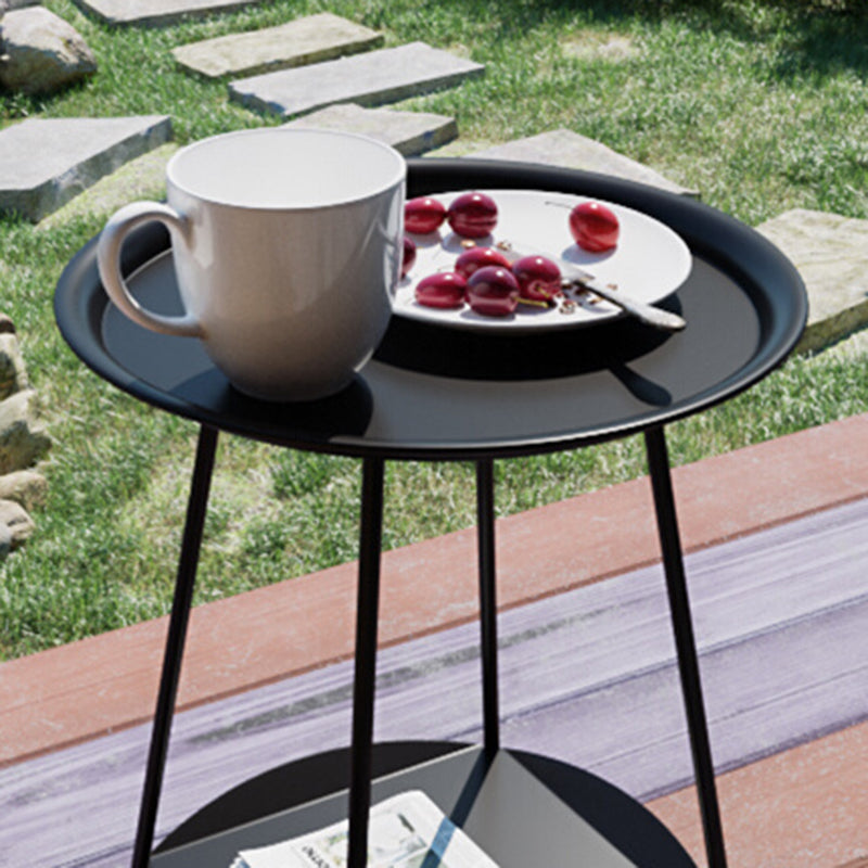 Metal Tray Top Side End Table 4 Legs Double Tier Corner Table