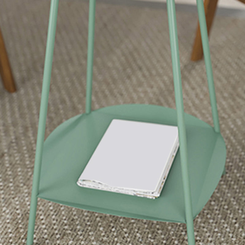 Metal Tray Top Side End Table 4 Legs Double Tier Corner Table