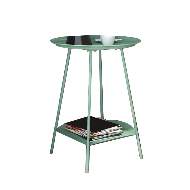 Metal Tray Top Side End Table 4 Legs Double Tier Corner Table