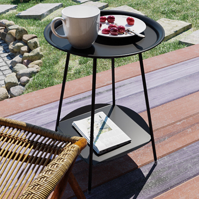 Metal Tray Top Side End Table 4 Legs Double Tier Corner Table