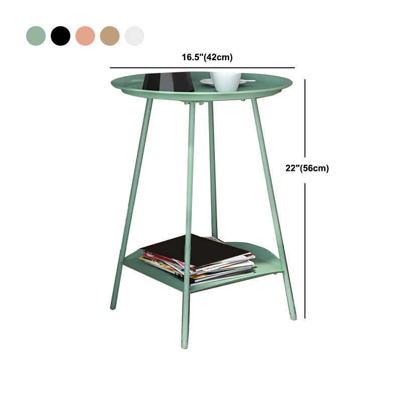 Metal Tray Top Side End Table 4 Legs Double Tier Corner Table