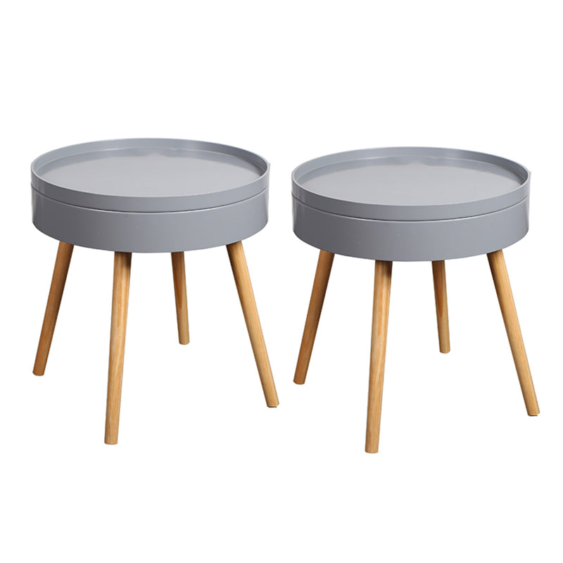 20.3" Tall Tray Top End Table 3 Legs Round Wood Accent Side Table with Storage