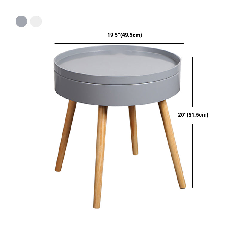 20.3" Tall Tray Top End Table 3 Legs Round Wood Accent Side Table with Storage