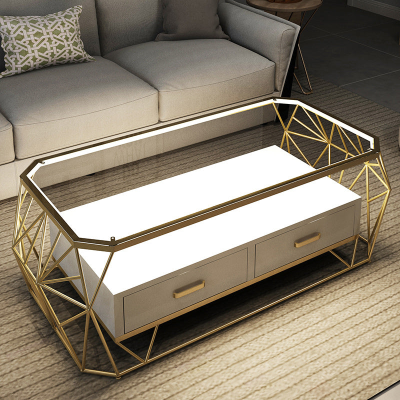 Contemporary Frame with Drawer Rectangular Single Coffee Table