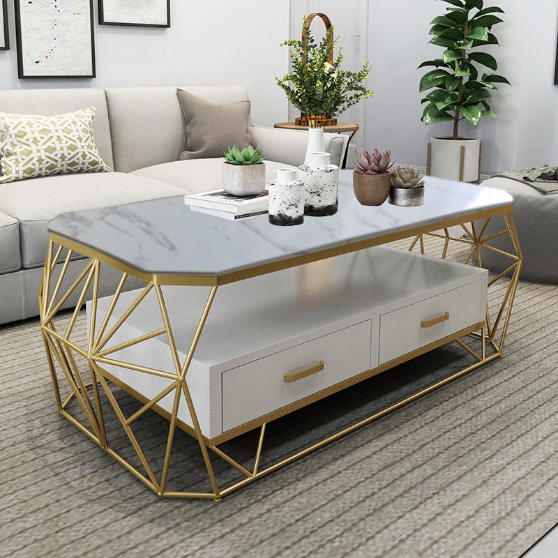 Contemporary Frame with Drawer Rectangular Single Coffee Table
