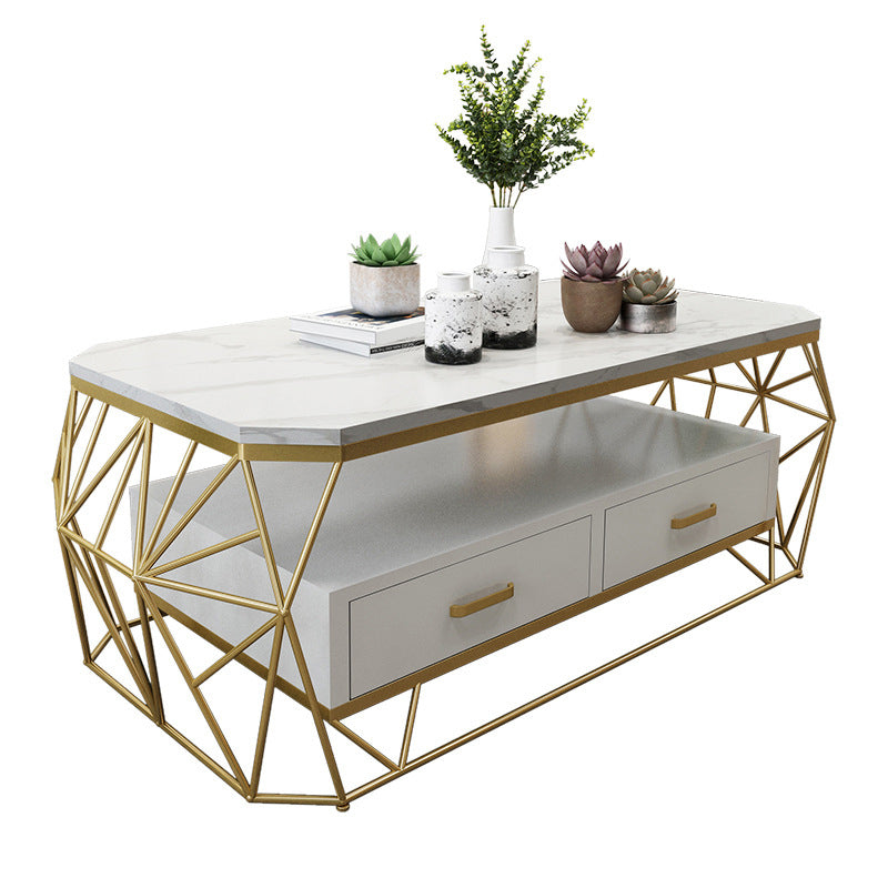 Contemporary Frame with Drawer Rectangular Single Coffee Table