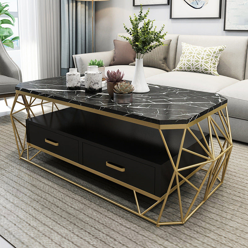 Contemporary Frame with Drawer Rectangular Single Coffee Table