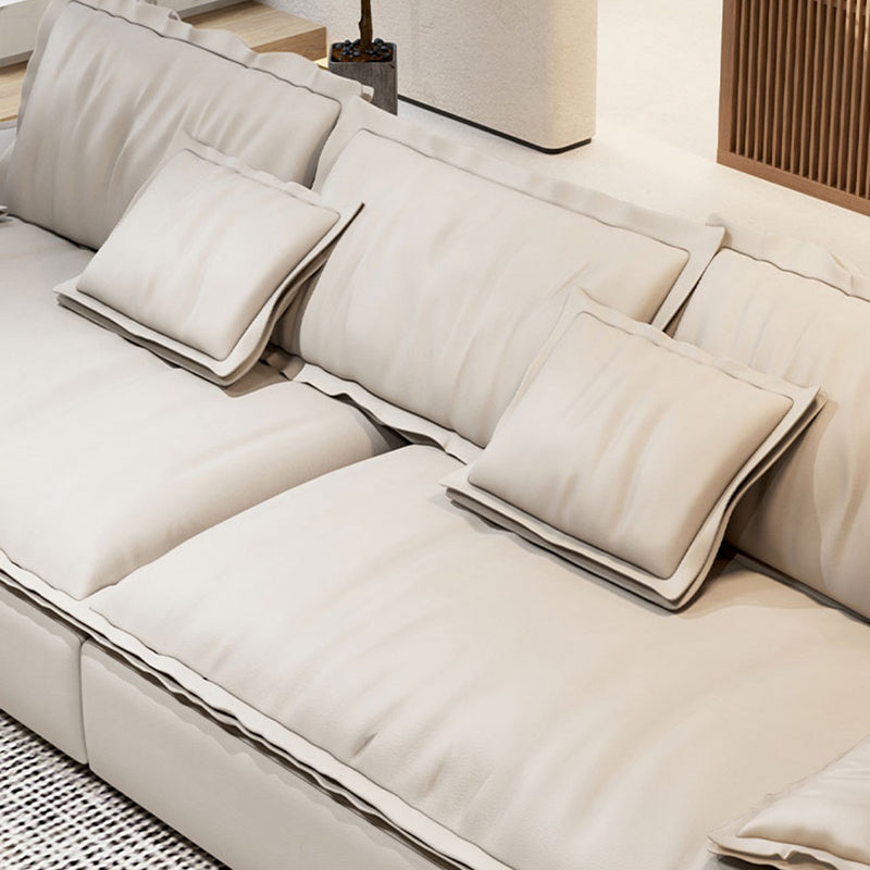 Modernism Pillow Top Arm Sofa Faux Leather Sofa with Pillows