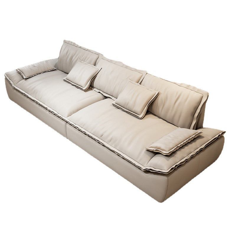 Modernism Pillow Top Arm Sofa Faux Leather Sofa with Pillows