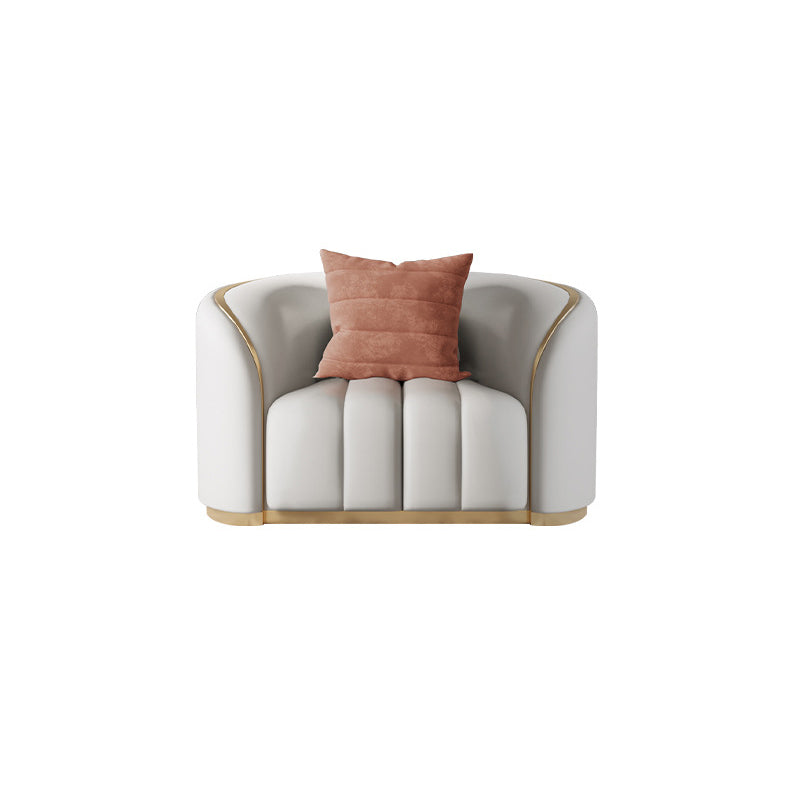 Contemporary Leather Sofa Tight Back Tuxedo Arm Sofa for Living Room