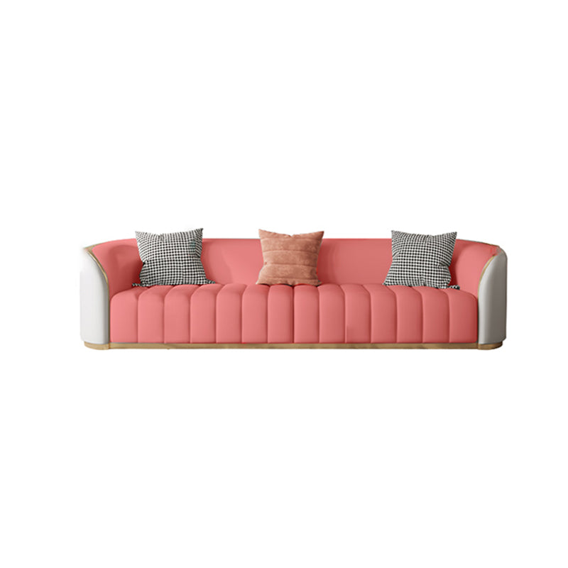 Contemporary Leather Sofa Tight Back Tuxedo Arm Sofa for Living Room