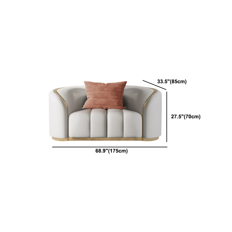 Contemporary Leather Sofa Tight Back Tuxedo Arm Sofa for Living Room