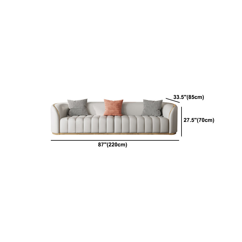 Contemporary Leather Sofa Tight Back Tuxedo Arm Sofa for Living Room