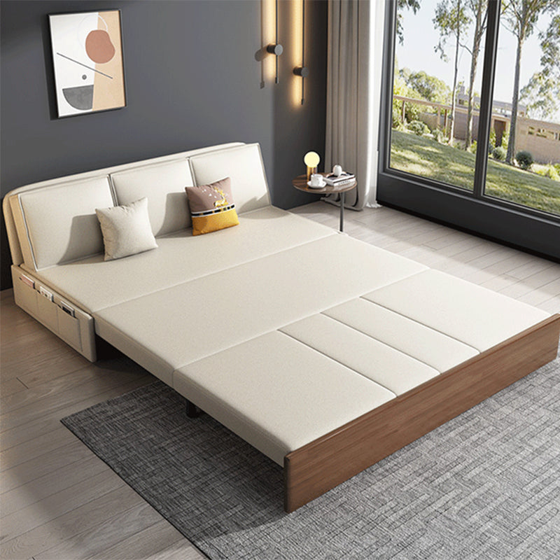 Modern Style 29.52"H Faux Leather Armless Sofa Bed with Storage