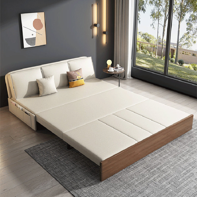 Modern Style 29.52"H Faux Leather Armless Sofa Bed with Storage