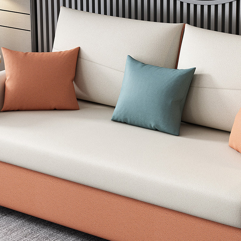 Contemporary 33.46" H Faux Leather Square Arm Sofa Bed for Apartment