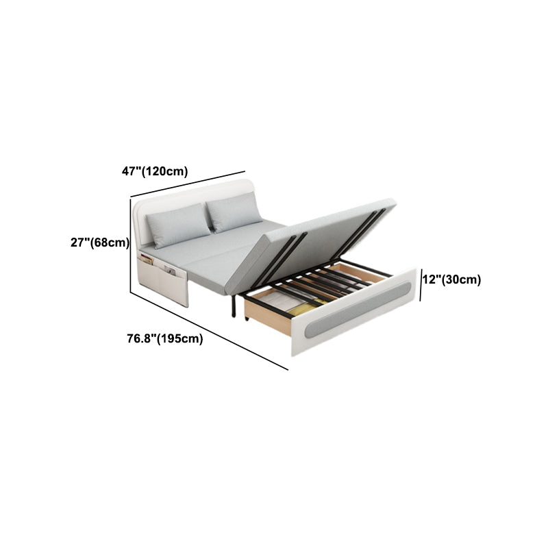 Contemporary 33.46"H Faux Leather Armless Sofa Bed for Apartment with Storage