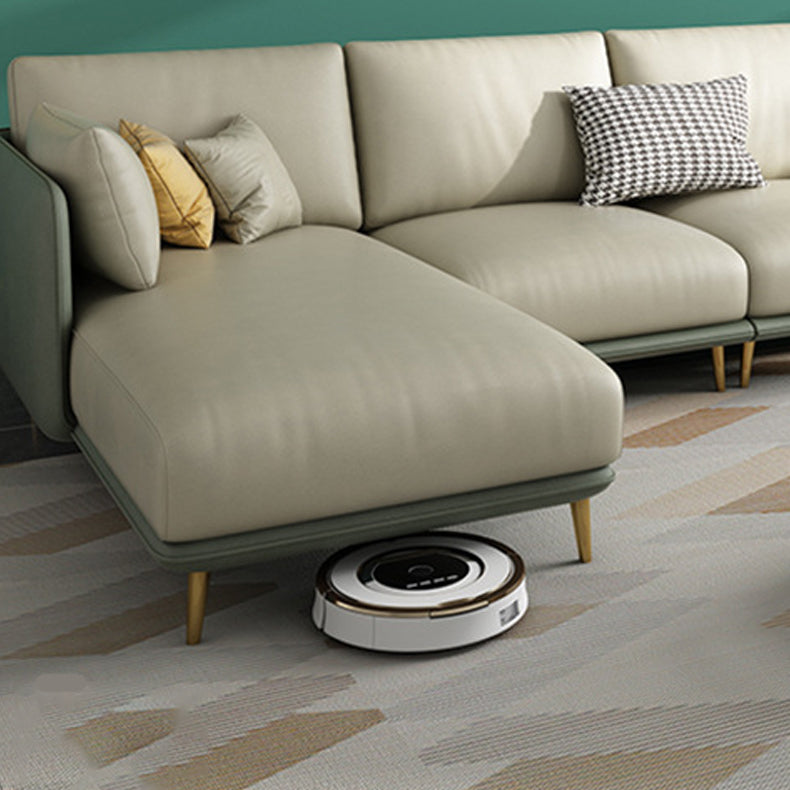 Green 4-seater Sectional Sofa Faux Leather L-shape Sectional