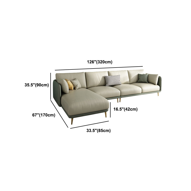 Green 4-seater Sectional Sofa Faux Leather L-shape Sectional