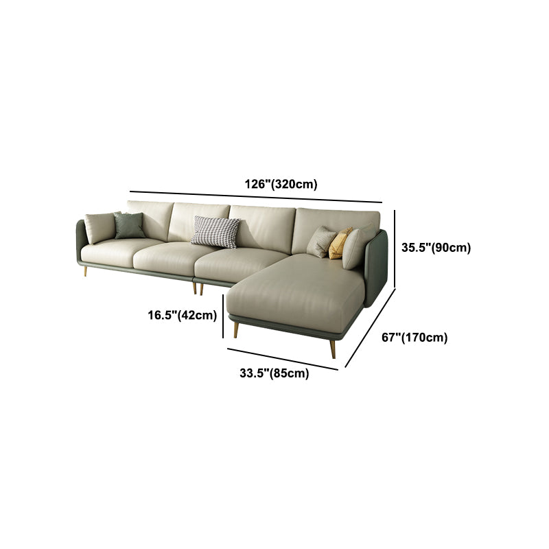 Green 4-seater Sectional Sofa Faux Leather L-shape Sectional