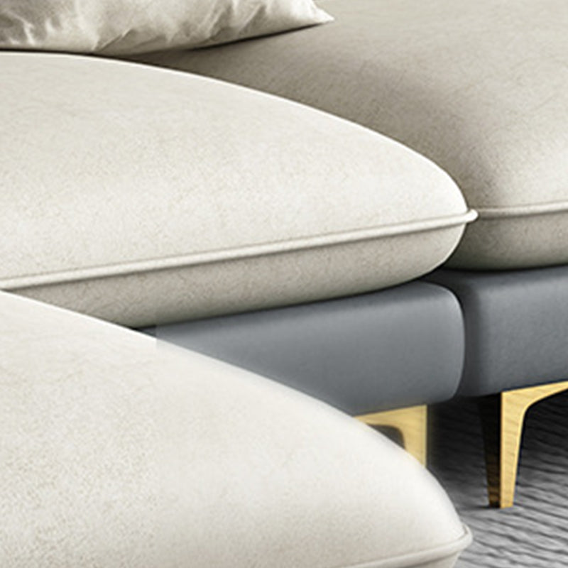 Faux Leather Pillow Back Sectional with Chaise Sloped Arm Sectional