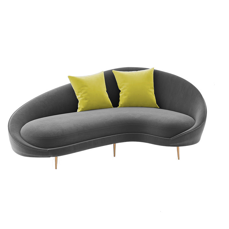 Contemporary Velvet Solid Color 33.46" H Curved Slope Arm Sofa