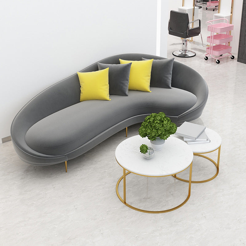 Contemporary Velvet Solid Color 33.46" H Curved Slope Arm Sofa