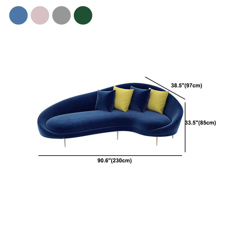 Contemporary Velvet Solid Color 33.46" H Curved Slope Arm Sofa