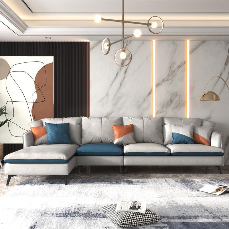 3/4-seater Faux Leather Sectional Recessed Arm Sectional Sofa