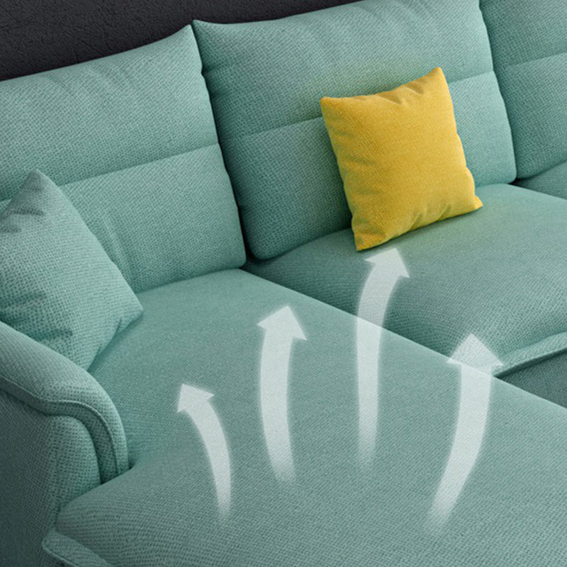 Pillow Top Arm Sectional 4-seater Fabric L-shape Sectional with Pillows