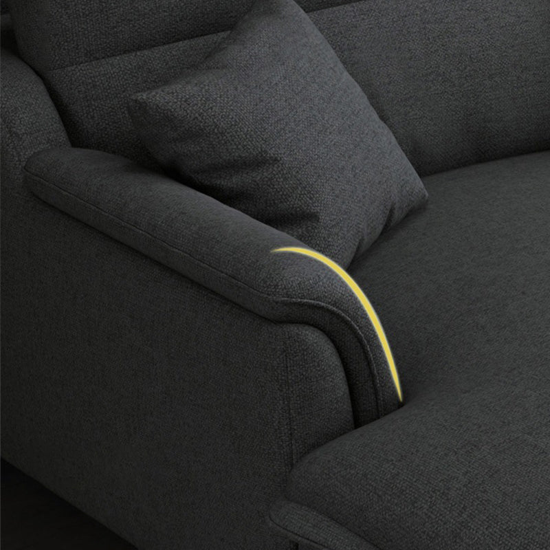 Pillow Top Arm Sectional 4-seater Fabric L-shape Sectional with Pillows