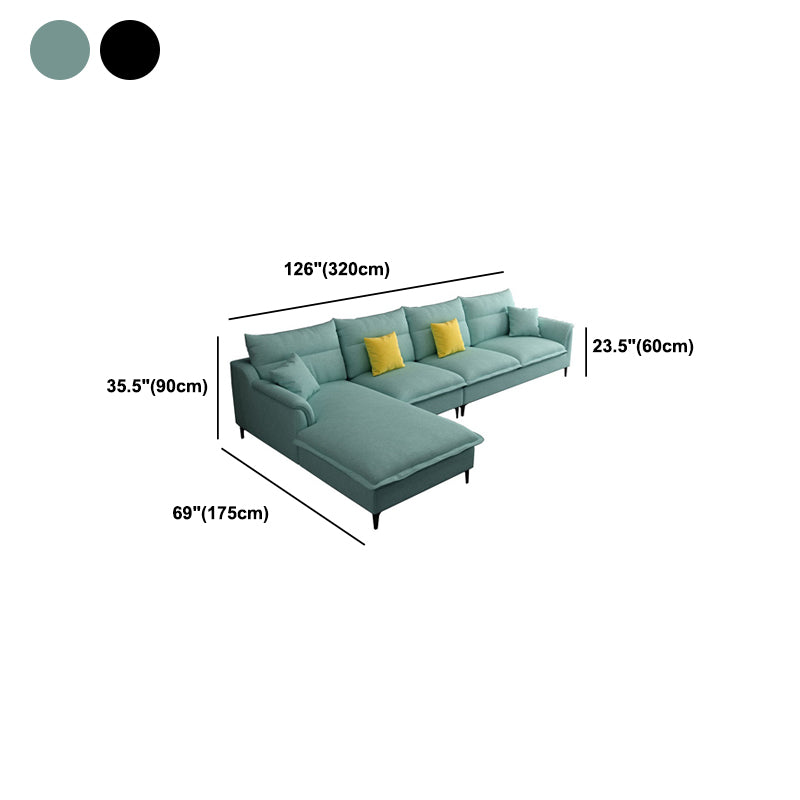 Pillow Top Arm Sectional 4-seater Fabric L-shape Sectional with Pillows