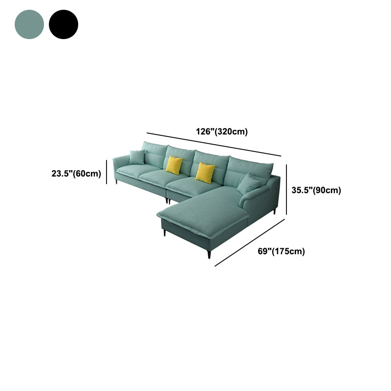 Pillow Top Arm Sectional 4-seater Fabric L-shape Sectional with Pillows