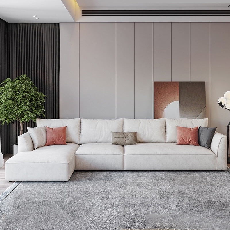 Beige 4-seat Flared Arm Sectional Scandinavian L-shape Sectional