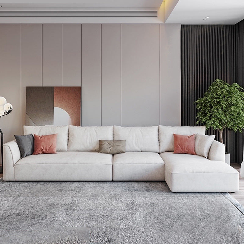 Beige 4-seat Flared Arm Sectional Scandinavian L-shape Sectional