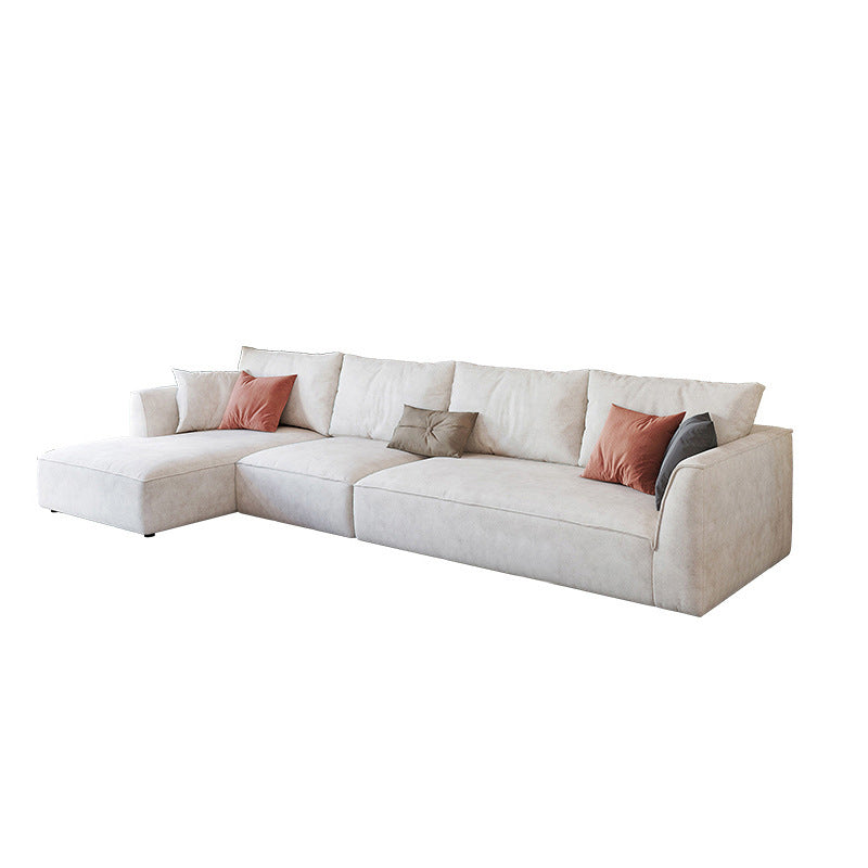 Beige 4-seat Flared Arm Sectional Scandinavian L-shape Sectional
