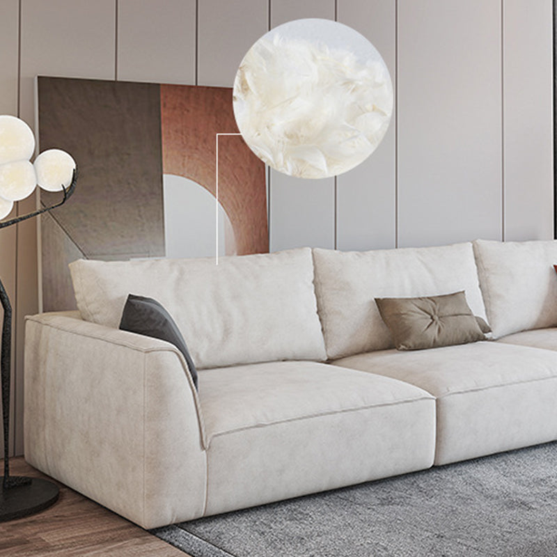 Beige 4-seat Flared Arm Sectional Scandinavian L-shape Sectional