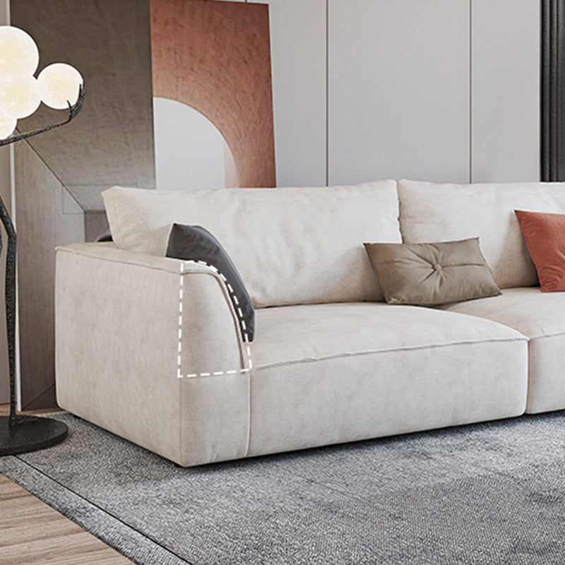 Beige 4-seat Flared Arm Sectional Scandinavian L-shape Sectional