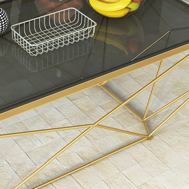 Modern Style Glass Top Coffee Table Iron Frame Cocktail Table