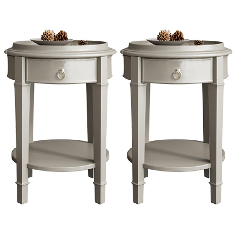 Nordic 25.6" Tall Solid Wood End Table Round Double Tier End Table