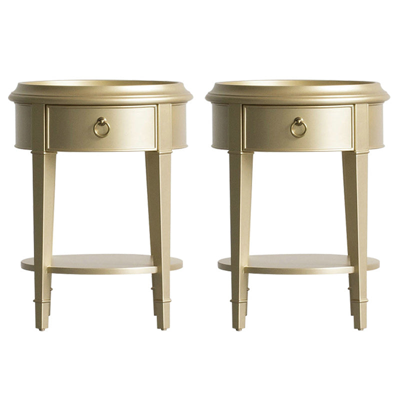 Nordic 25.6" Tall Solid Wood End Table Round Double Tier End Table